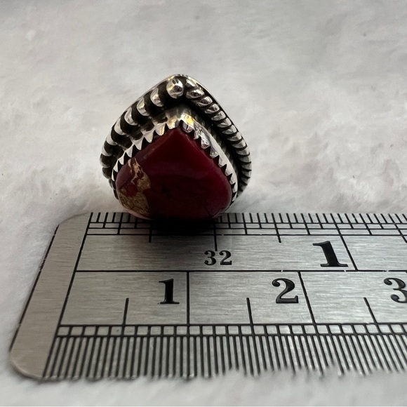 ❤️ Red Rose Pink Dahlia Turquoise 925 Southwestern Post Back Heart Earrings 7 gm - Picture 9 of 10